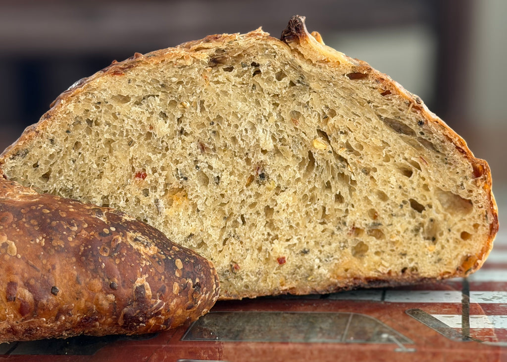 Hot Honey Asiago Sourdough Bread
