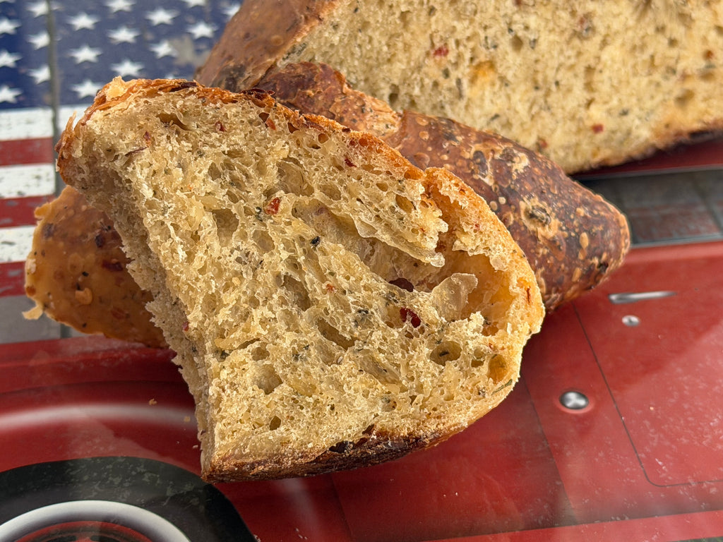 Hot Honey Asiago Sourdough Bread